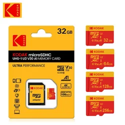 Tarjeta MicroSD KODAK tarjeta de memoria roja Class10 32GB 64GB 128GB 256GB U3 4K memoria Flash de alta velocidad tarjetas Flash TF para teléfono