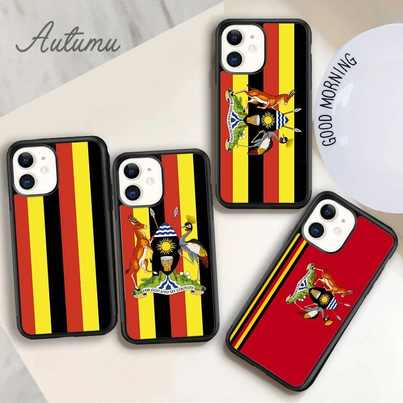 Uganda Nationalflagge Wappen Thema Handyhülle für iPhone 17 Air 15 16 11 12 13 14 Pro Max Plus coque Fundas