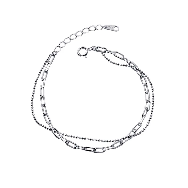 La Monada 15+3.5cm Retro Layer Bracelets For Women Silver 925 Sterling Jewelry Fine 925 Sterling Silver Women\'s Bracelet Buckle