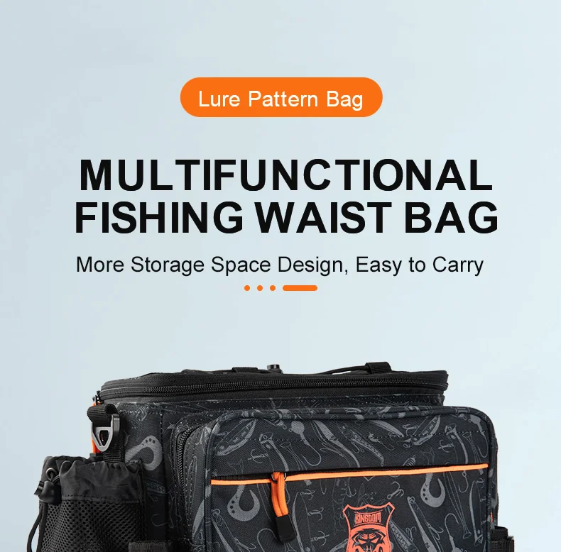 Kingdom Multifunktionale Angelgerät-Tasche, 44 x 21 x 22 cm, 1000D-Nylon, wasserdicht, große Kapazität, Outdoor-Sport, Angeln, Umhängetasche – Detail 1