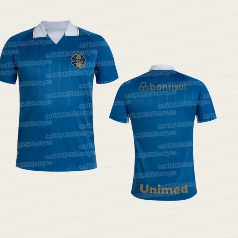Gremio Fußballtrikot Saison 2026-2027 Blau Schwarz Weiß Vertikale Streifen Kurzarm Fußballshirt Herren Fan Sport Familien-Partnerlook – Detail 5