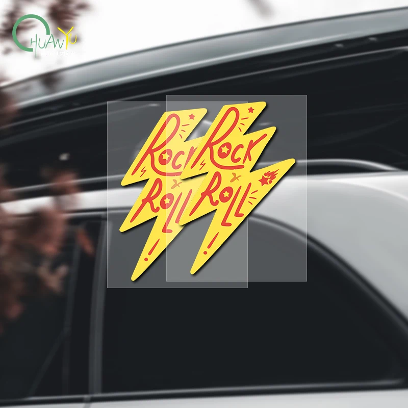 

Наклейка на автомобиль Rock Lightning с музыкальным символом, уникальное креативное украшение, водонепроницаемая наклейка на весь кузов