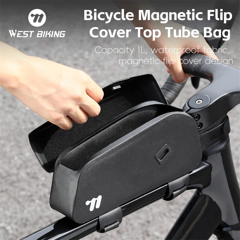

Magnetic Cycling Flap Bag Bicycle Top Tube Bag Mount Road Storage Pouch Waterproof Bike Frame 1L Multifunction Riding Bag