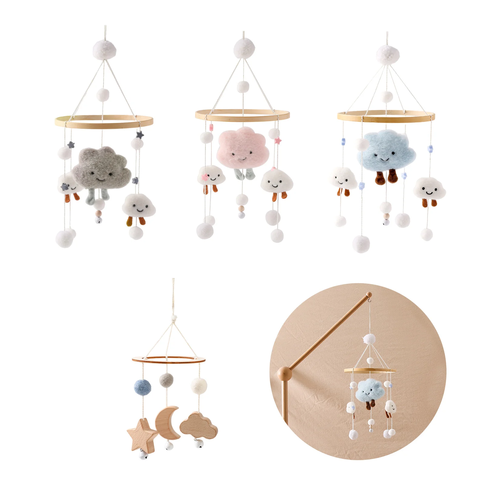 

Baby Mobile Rattles Toys 0-12 Months Newborn Crib Bed Wood Bell Mobile Toddler Rattles Carousel for Cots Kids Musical Toys Gifts