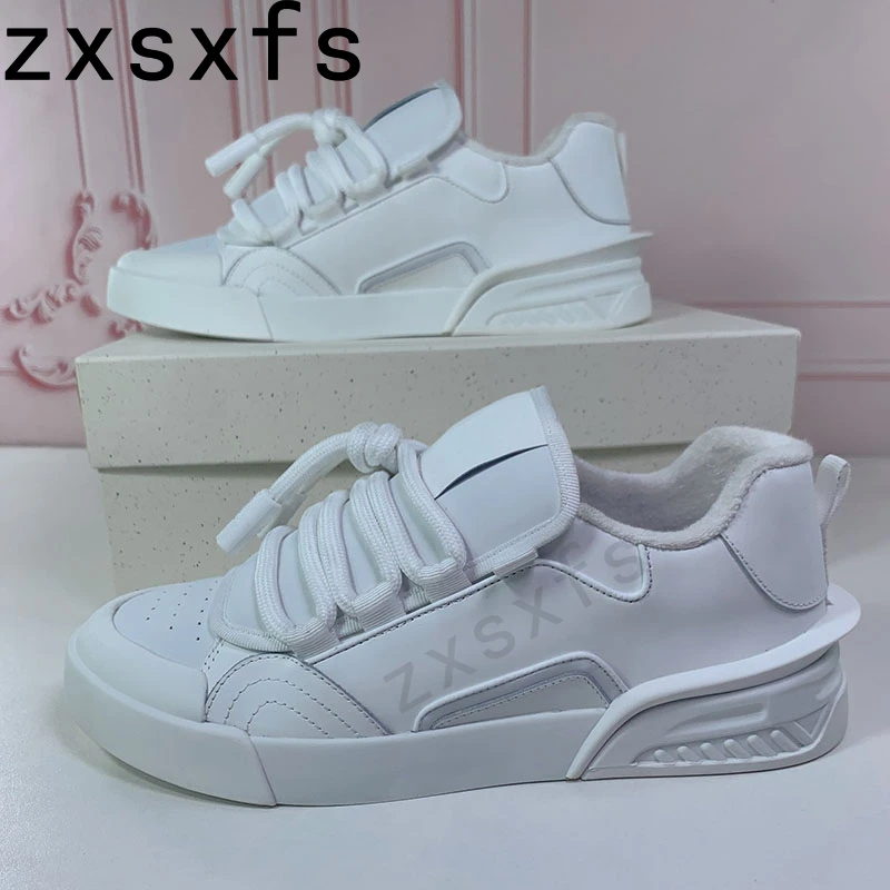 Fashion Round Toe Genuine Leather Sneakers Women Flats Breathable Platform Shoes Casual Shoes Spring Unisex Sneakers Men 2023