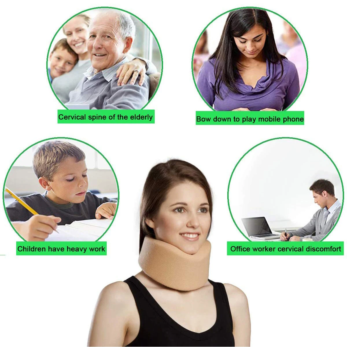 Adjustable Soft Foam Neck Brace for Sleeping, Cervical Collar Relief Neck Pain and Neck Support, Relief Cervical Spine Pressure