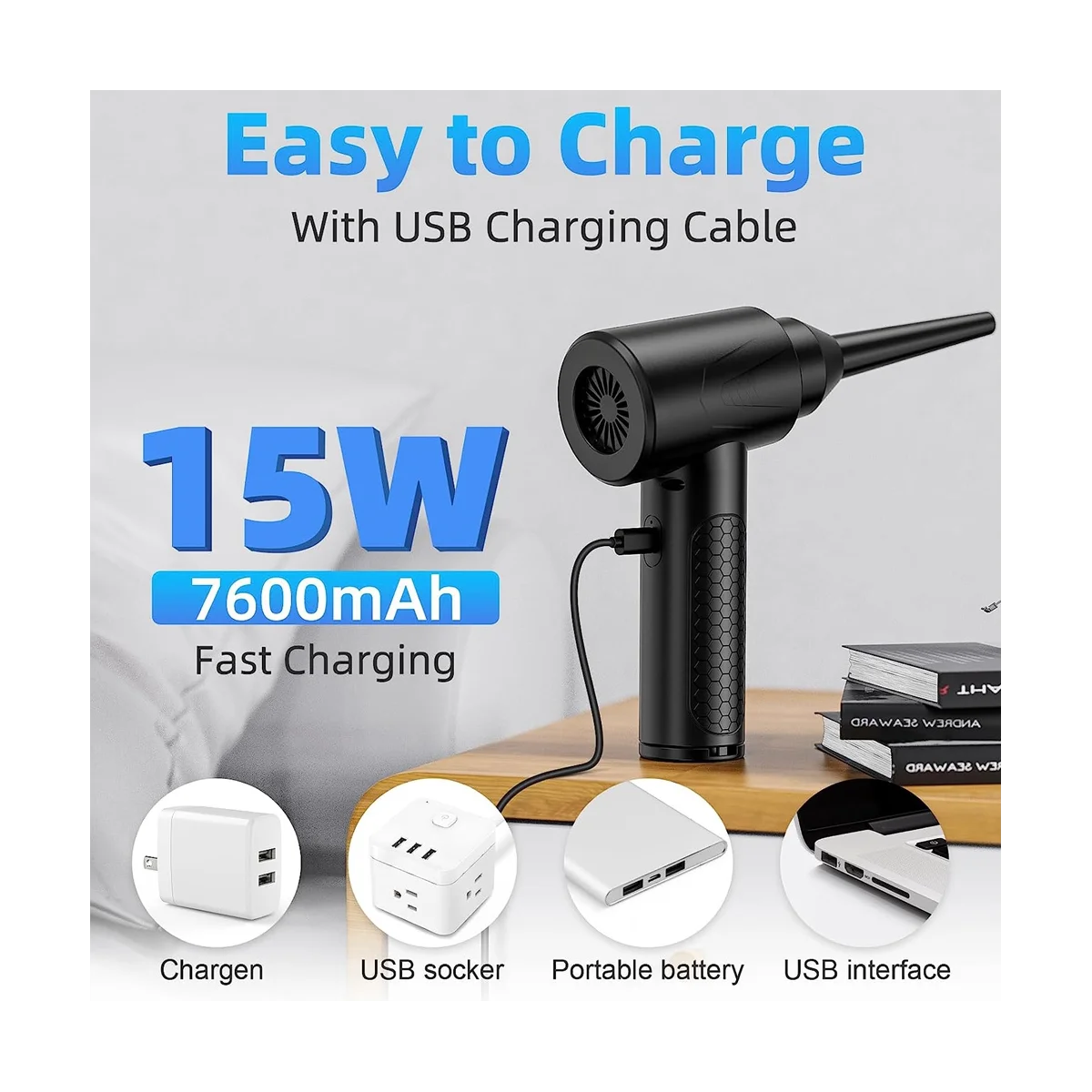 Spolverino elettrico multiuso e aeratore, filtro dell'aria compressa per PC, sostituisci le lattine di aria compressa per una pulizia profonda