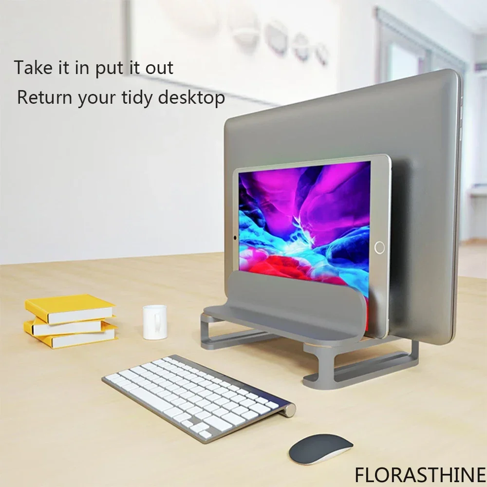 Aluminum Notebook Vertical Storage Laptop Stand Single Port Dual Desktop Port Stand Adjustable Base for Macbook Xiaomi HP Lenovo