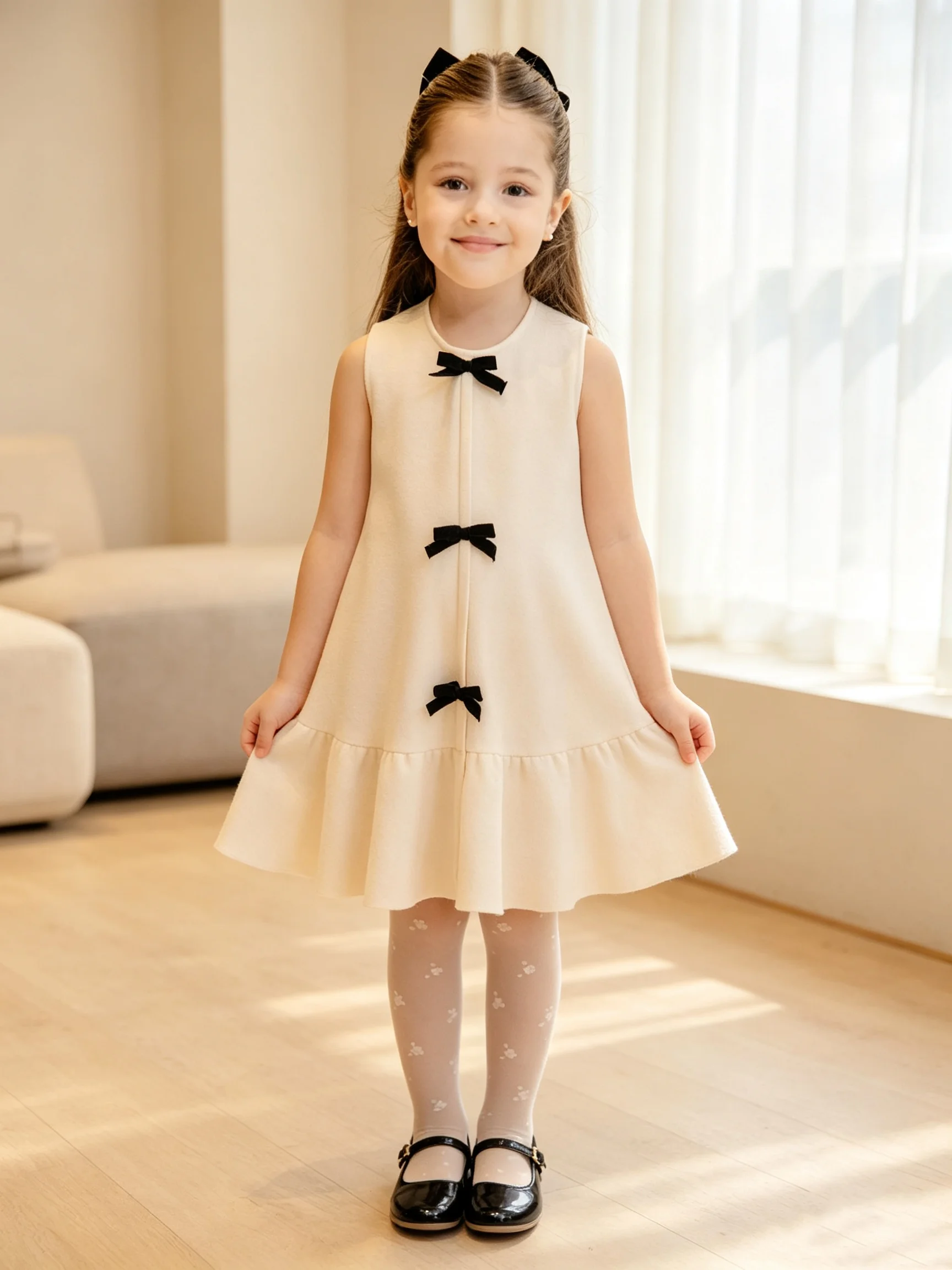 Elegant Flower Girl Dresses for Sleeveless with Mini Bows A-line Kids Party Wedding Birthday First Communion Ball Gown Custom