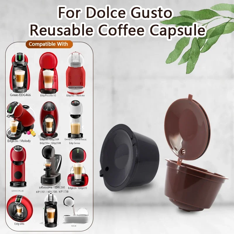 Cápsula de café recargable para Dolce Gusto, cápsulas vacías reutilizables, taza de filtro de plástico con cuchara y cepillo, adaptador de café, 6 uds.
