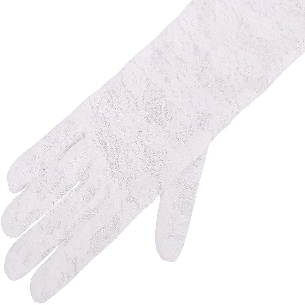 1Pairs Kawaii Transparent Mesh Women Lace Gloves Breathable Elasticity Stretch Fishnet Gloves Floral Print Sleeves Cosplay Party