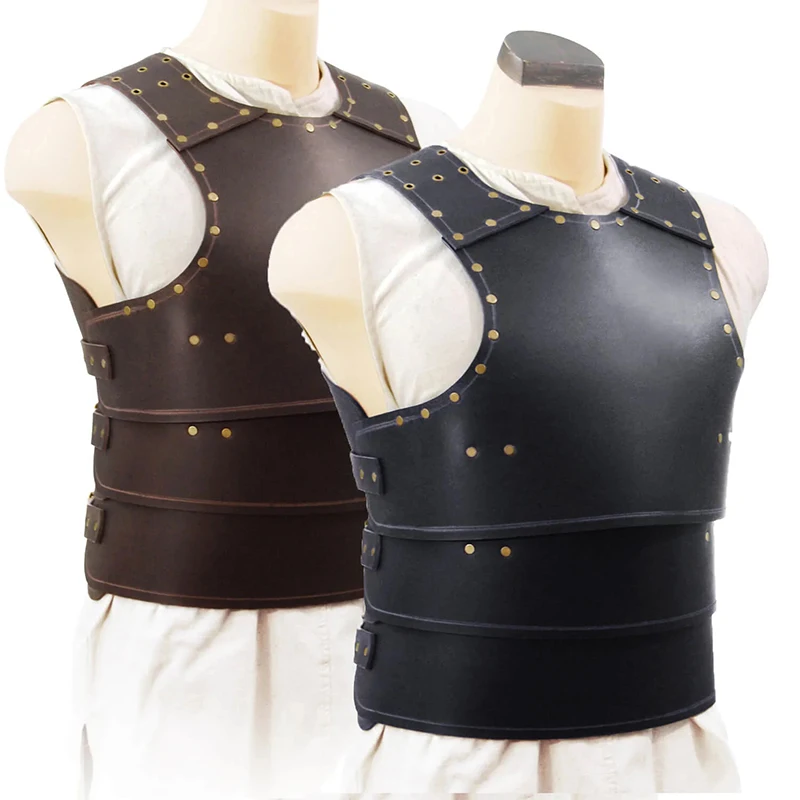 Středověký vikingové jezdec gladiator komora brnění steampunk PU kůže breastplate tílko gotický LARP tílko kyrys cosplais kostým