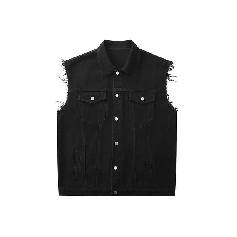 

2025 Spring Men Cotton Waistcoat Korean Style Slim Sleeveless Vests Fashion Male Moto Biker Denim Vest Sleeveless Coats Men