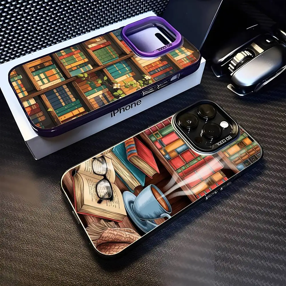 

Read Books Illustration Phone Case For iPhone 16,15,14,13,12,11,Mini,Pro,MAX Purple Matte Shockproof Cover