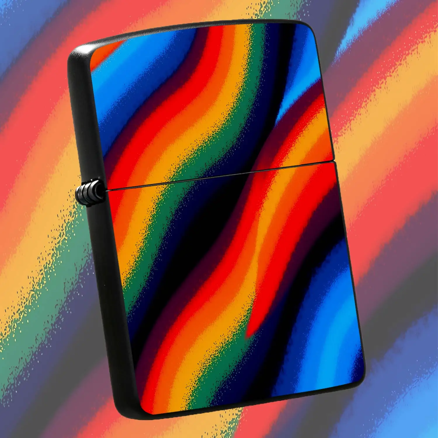 Stylish Gradient Rainbow Striped Lighter With Artistic Fluid Color Printing, Portable Practical Ignition Tool Suitable For Daily Gathering, Travel, Outdoor Activities And Various Scenarios, Exquisite Unique Decorative N A Humorous And Inter