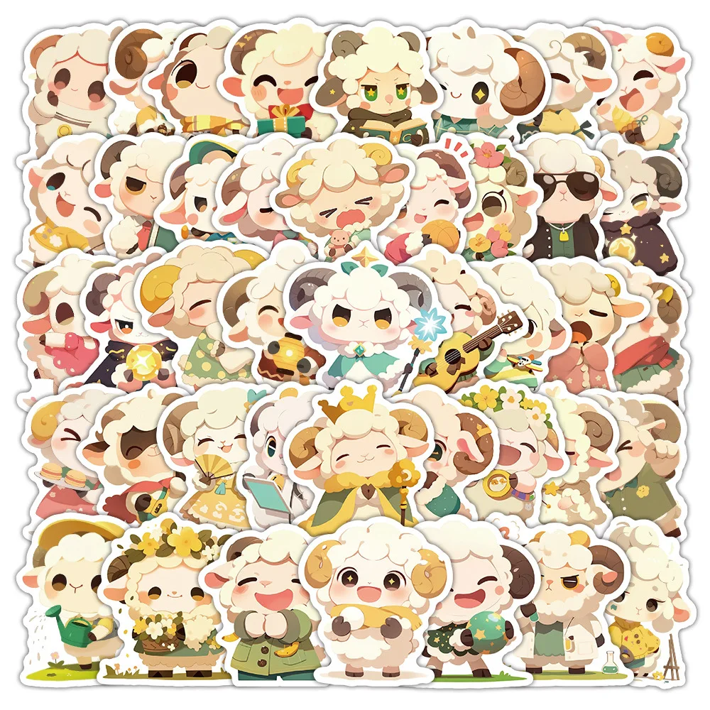 10/54PCS Kawaii Animale Graffiti Adesivi Pecora Meme Decorazione Giocattoli per bambini Valigia Frigo Laptop Telefono Chitarra Bici Decalcomanie