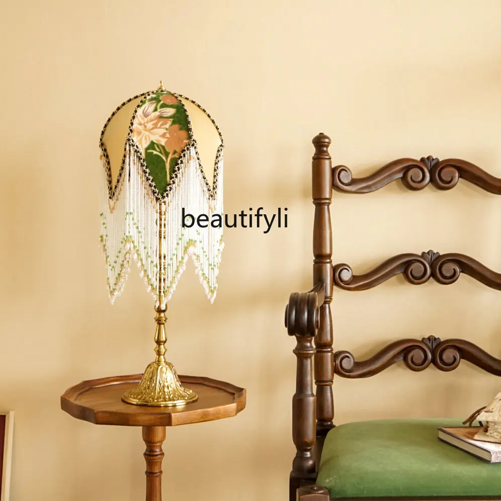 

zqColorful National Style Retro Bedroom Living Room Table Lamp