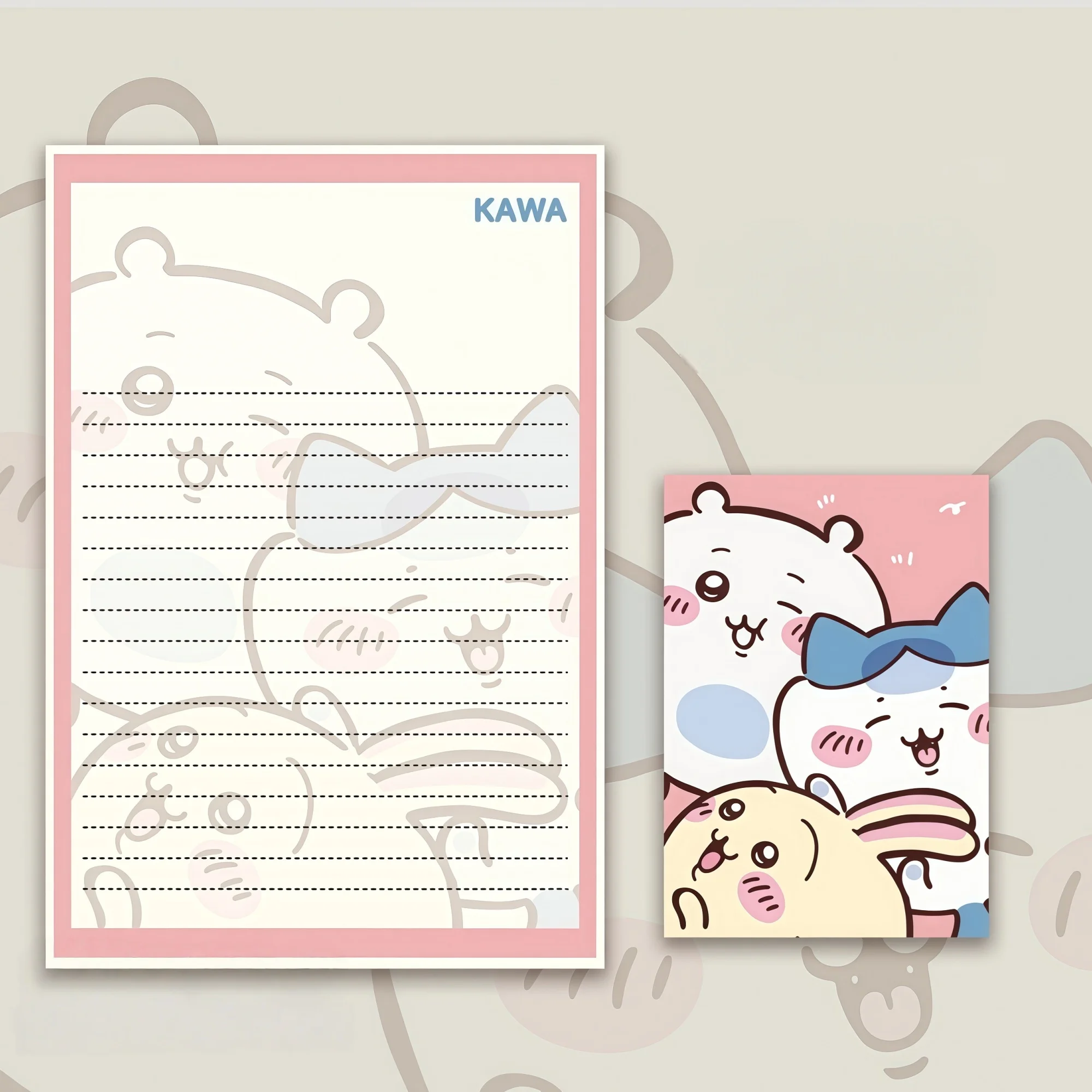 Chiikawa Briefpapier- und Umschlag-Set: 4 Umschläge, 4 Niedliche Anime Hachiwari Kaninchen Liniertes Briefpapier-Set – Schreibgeschenk für den Schulanfang – Detail 3