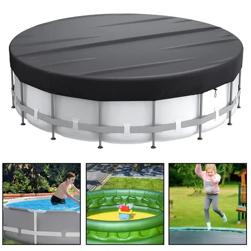 Swimming Pool Cover 6/8/10/15/18FT Round Pool Waterproof Dustproof Cover Foldable Trampoline Hot Tub Covers With Buckle Nails