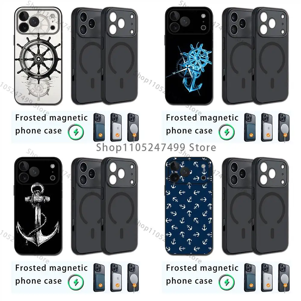 

Корабльное колесо якоря для iPhone 17,16,15,14,13,12,11, Plus, Pro, Max Mini, чехол для телефона с магнитной беспроводной зарядкой Magsafe
