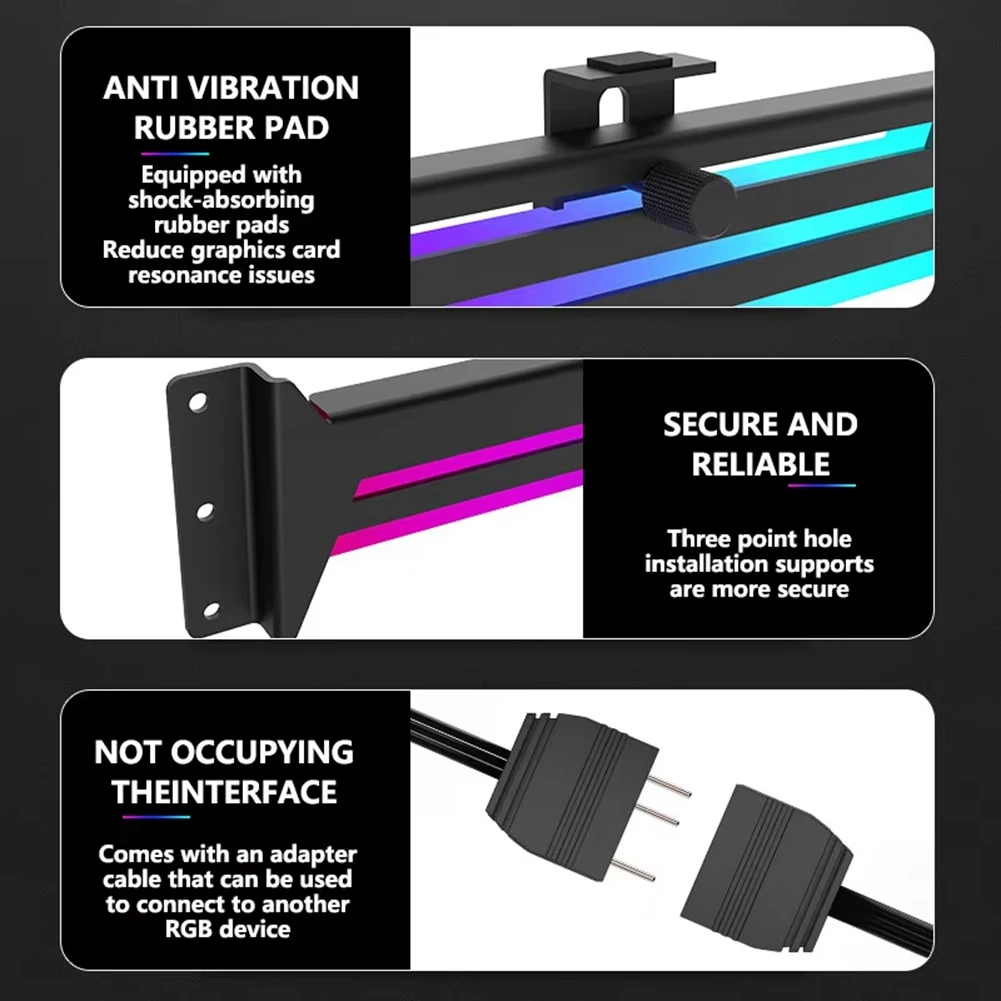 A99X Power Train ARGB Graphics Card GPU Holder Adjustable Height Horizontal GPU Bracket AURA GPU Video Card Holder