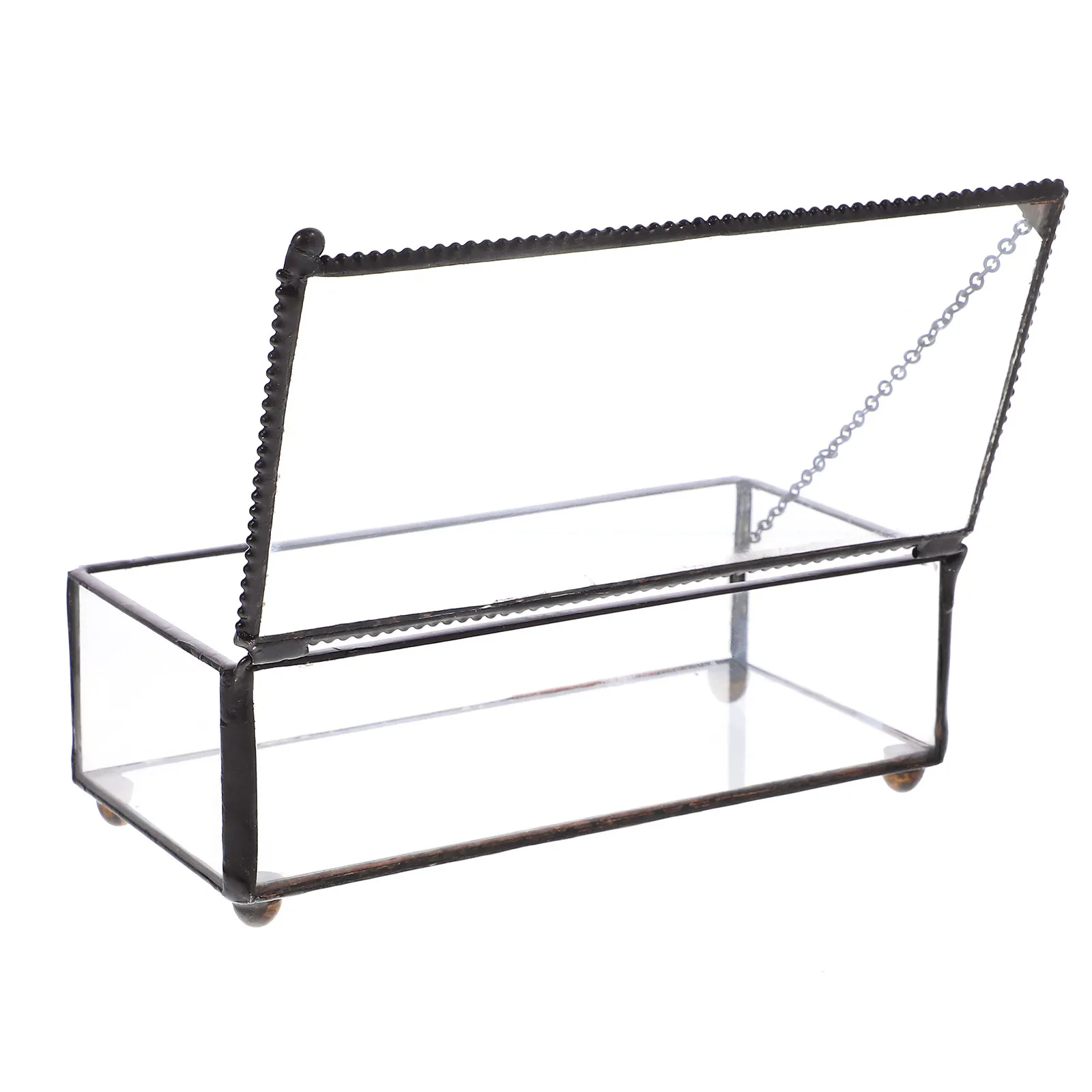 

Стеклянная винтажная шкатулка для украшений с железным каркасом и прозрачным окном, многофункциональный футляр для мелочей для дома, стола, прикроватной тумбочки, декоративный органайзер для колец