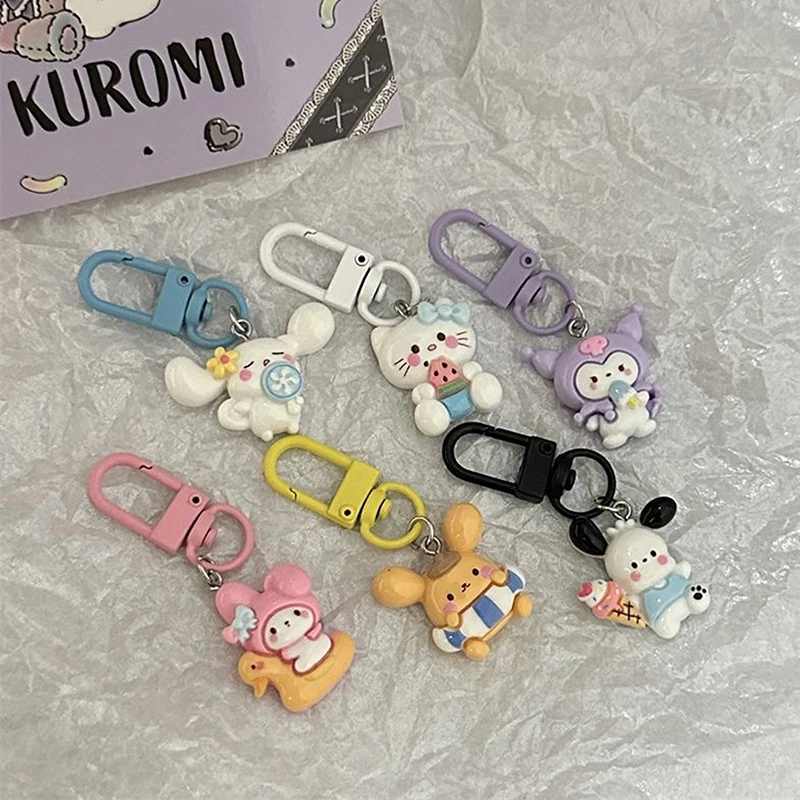 Porte-clés avec pendentif My Melody, Sanurgente, Kuromi, Hello Kitty, Cinnamoroll Anime, Purin Keyring, Cartoon Bag Charms, Kawaii, Cute