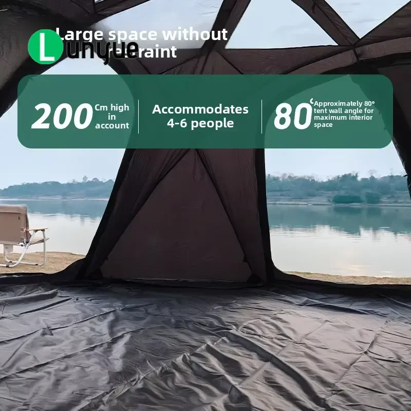 Large Geometric Dome Tent Double Layer Oxford Cloth Thickened Weatherproof Four Seasons Outdoor Camping Overnight Shelter