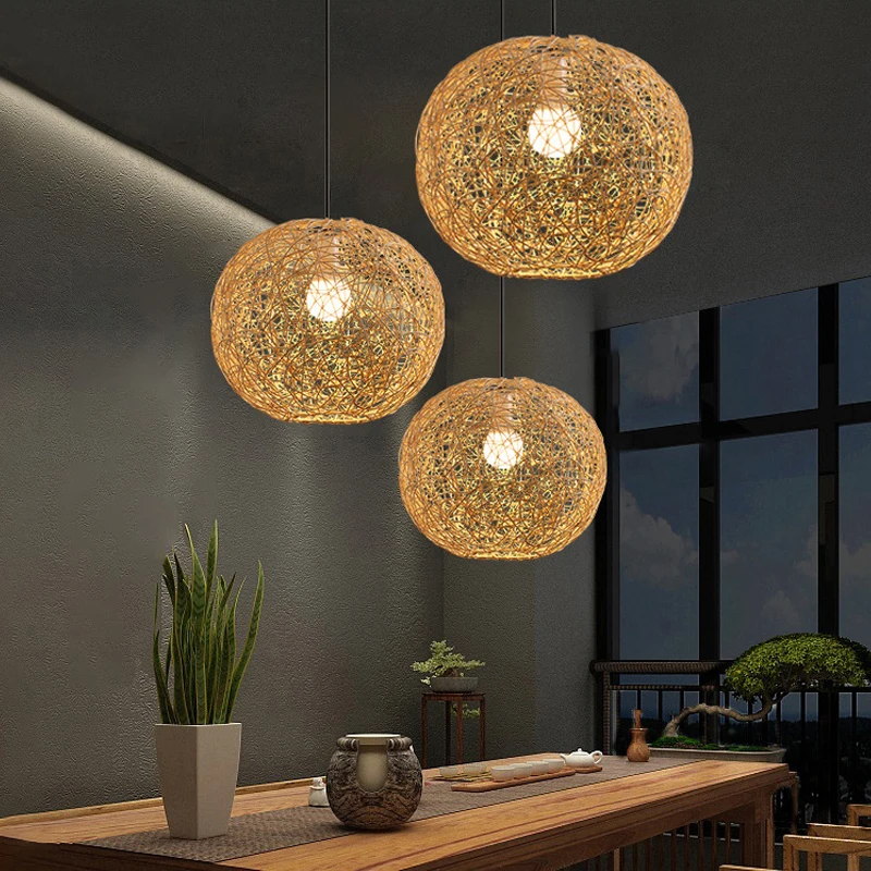 ZK50 Bamboo Pendant Lamp Chinese Lantern Bamboo Art Lamp Tea Room Bedroom Lamp E26E27 Lamp Holder 111V~240V