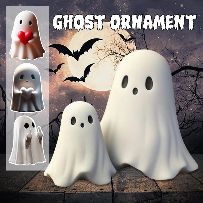 Halloween Cute Ghost Statuet Resin Halloween Creative Decoration Middle Finger Ghost Home Garden Ornament 2025