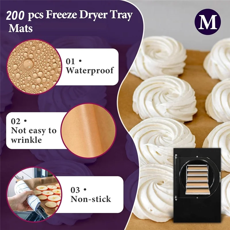 SOFT-200 Packs Parchment Paper Sheets For Harvest Right Freeze Dryer - Dryer Accessories For Medium Trays, Parchment Sheets