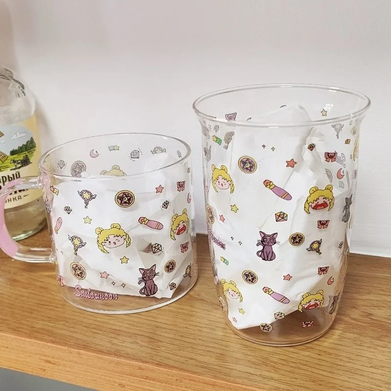 Sailor Moon – tasse à café transparente pour femmes, dessin animé mignon, haute teneur en borosilicate, verre résistant aux hautes températures, pour usage domestique