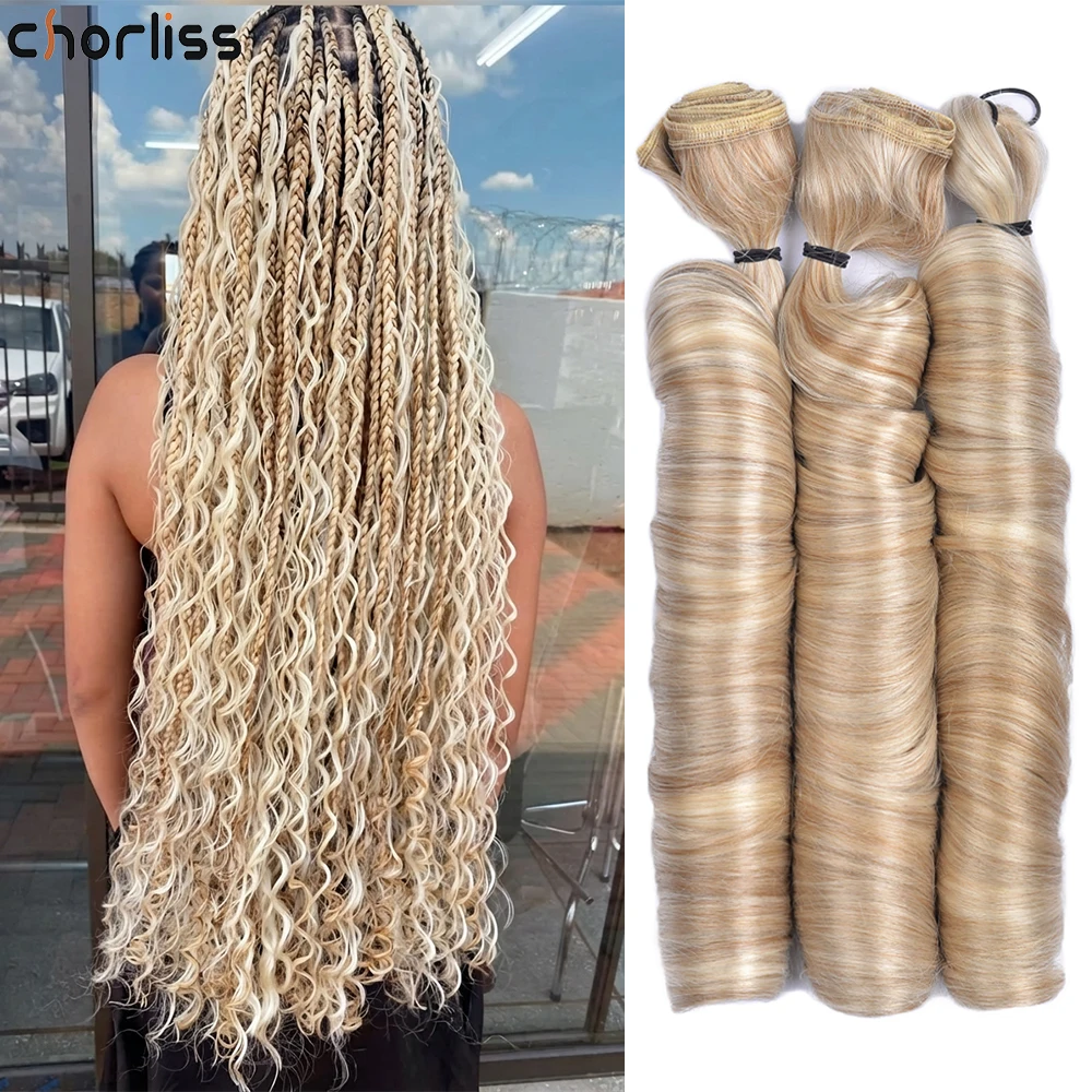 

French Curl Braiding Hair Wick Synthetic 24Inch Pre-Stretched Ponytail Boho Braids Hair Loose Wave Crochet Hair For Black Women
