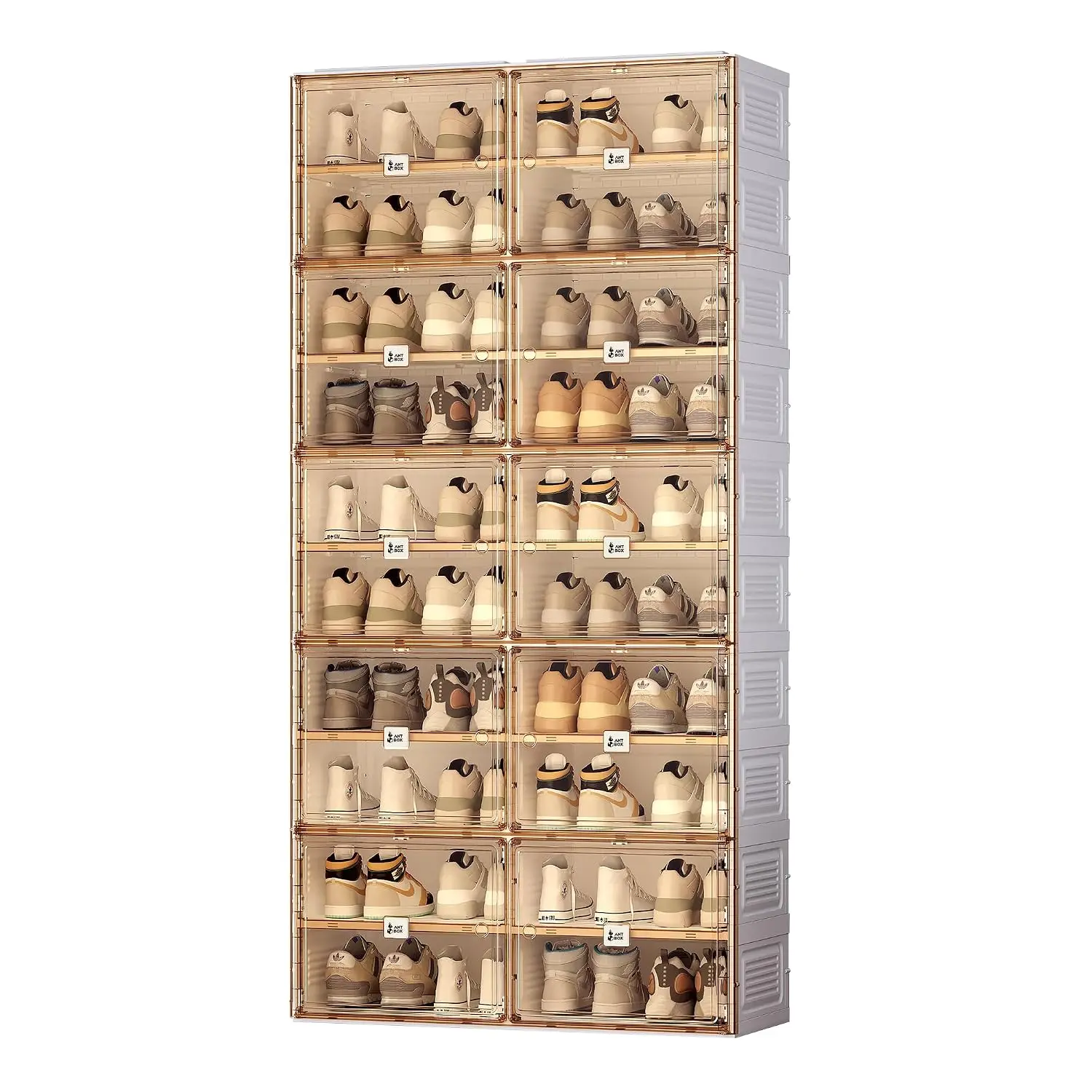 Portable Shoe Rack Closet Stackable Storage Cabinet Magnetic Clear Door Plastic 10 Tier 40 Pair, Customized