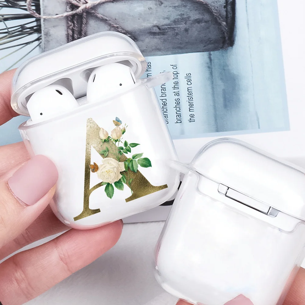 Dành Cho Apple Hộp Đựng Tai Nghe AirPods 1st / 2nd Thế Hệ Tai Nghe Không Dây Bluetooth Vàng In Hoa Silicone Bảo Vệ