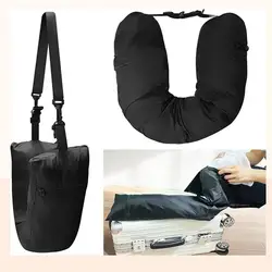 Almohada de viaje para el cuello, cojín de soporte rellenable, portátil, para coche