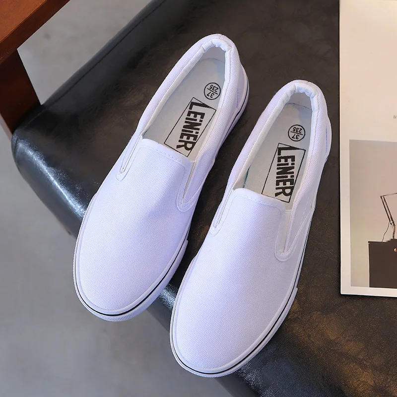 

Sizes 35-44 White Couple Canvas Shoes Students Cloth Shoes Women's Flats White Sneakers Black Loafers for Men Zapatos Casuales