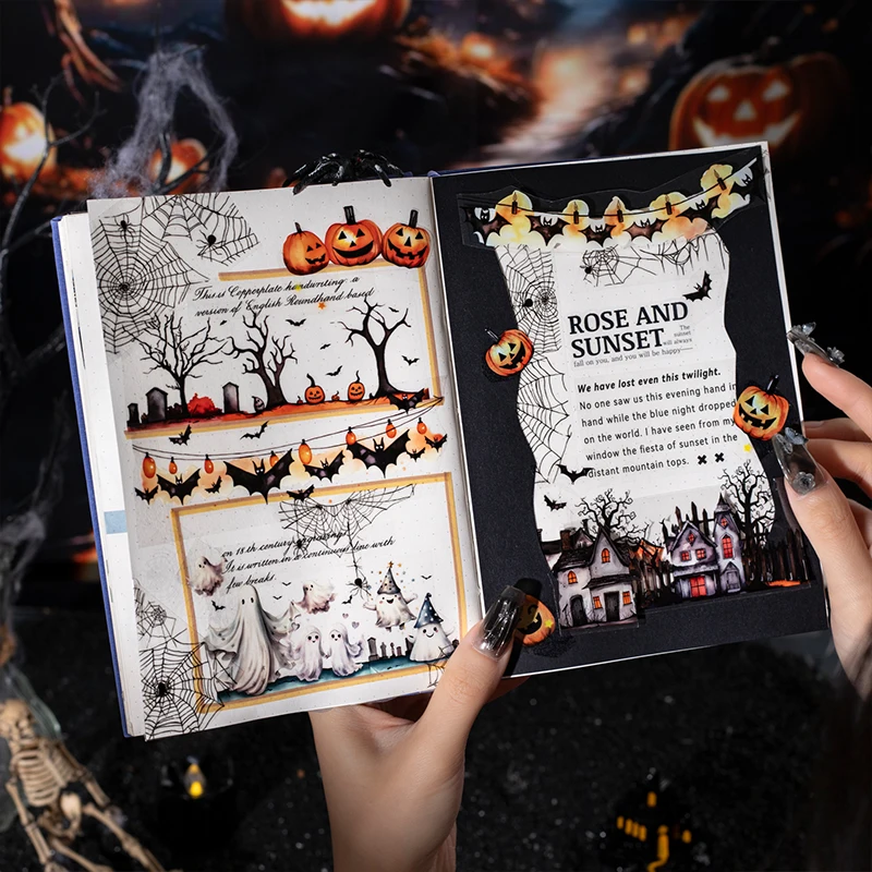 2 m/Rolle Retro Halloween Party PET Aufkleber Kreatives Handbuch Collage Dekoration DIY Scrapbook Material Abdeckband