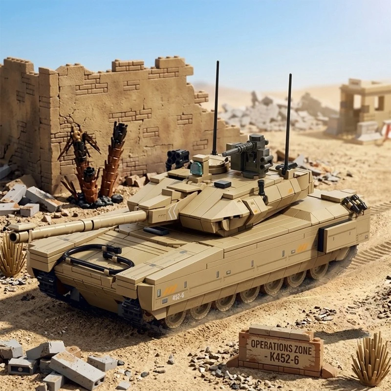 M1A4 Abrams Main Battle Tank Building Block Assembly Model, DIY American Tracked Armored Vehicle Educational Building Bricks Set