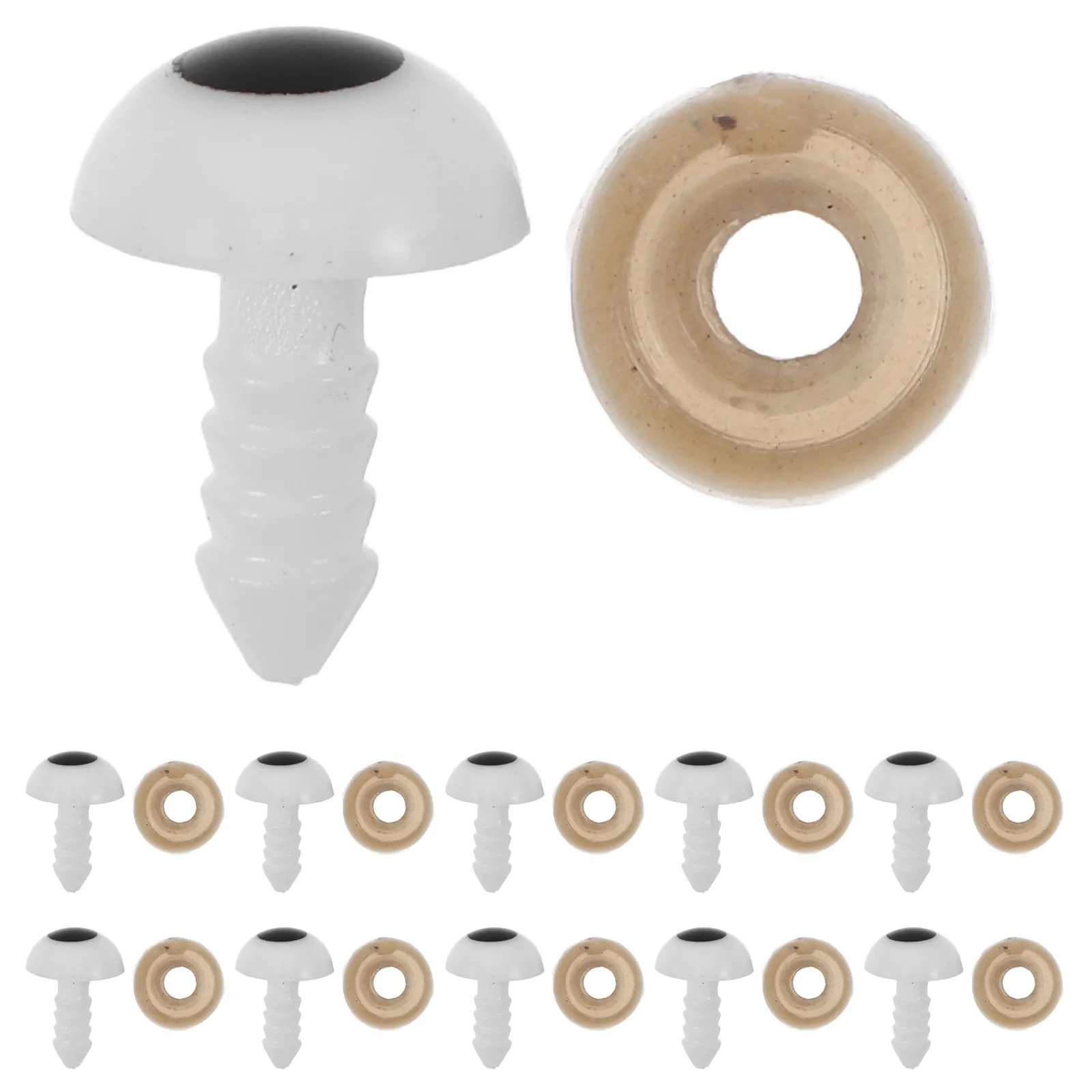 

50Pcs White Plastic Safety Eyes 10Mm Threaded Shank for Crochet Stuffed Animals DIY Crafts Sew on Bear Cat Puppet Eyes Craft