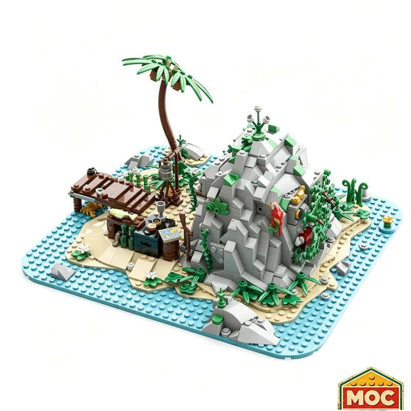 802 PCS Pirate Rocky Reef Island Scene Building Blocks Model Building Blocks Custom DIY Educational Assembly Toy Birthday Gifts