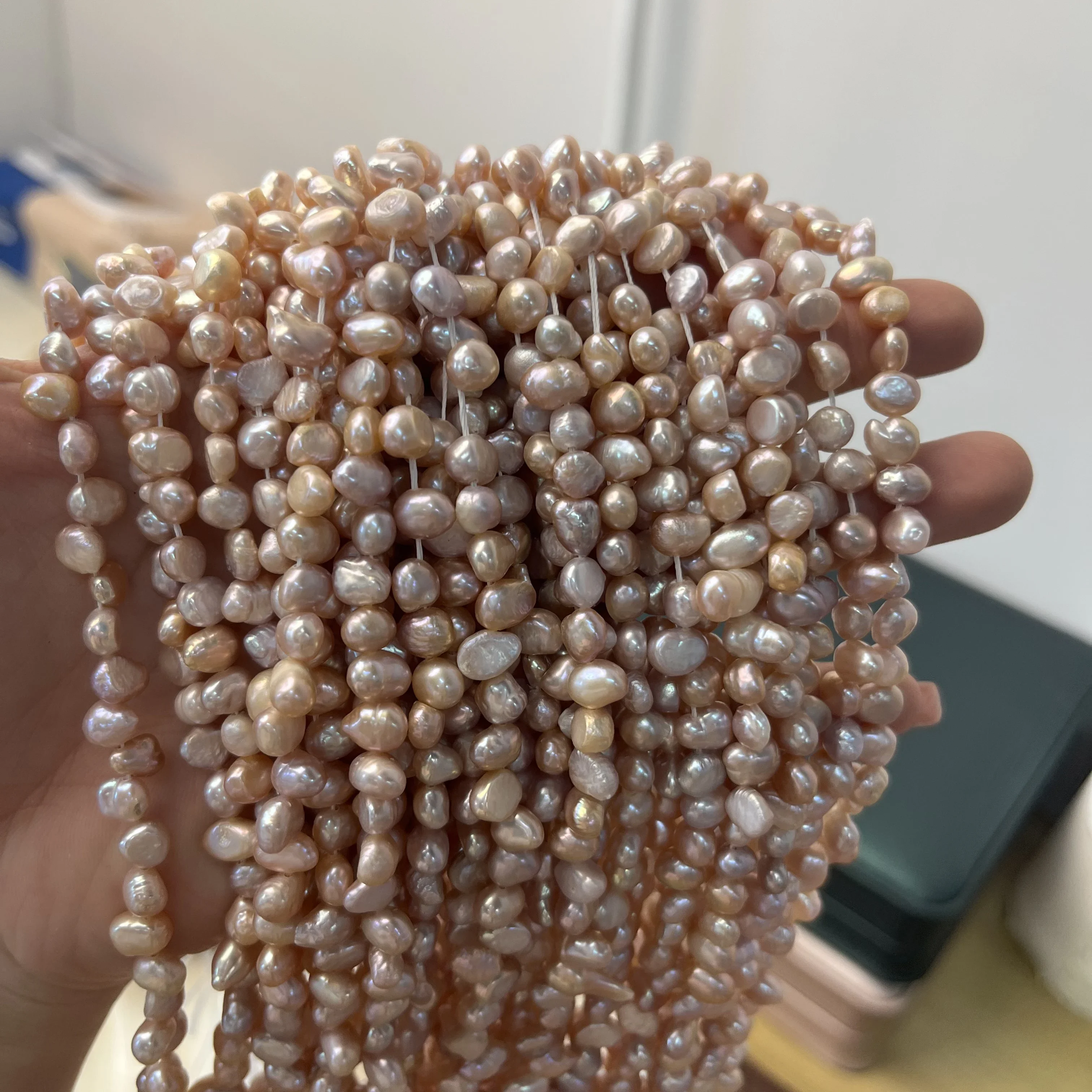 

Natural Freshwater Pearl 6-7mm AAAA Orange Irregular Isolated Bead Jewelry Make DIY Necklace Bracelet Accessories Women Wedding