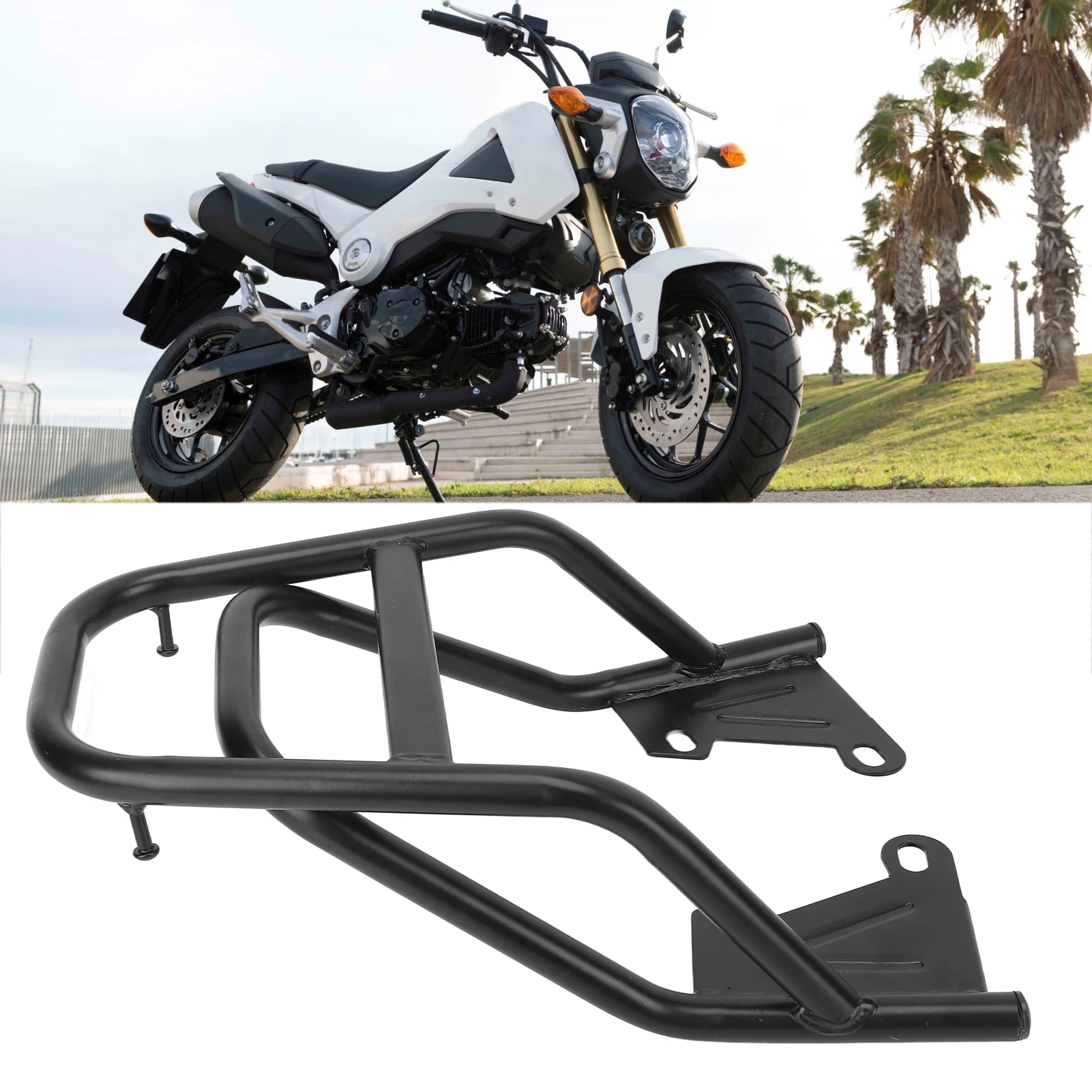 

Topcase Support Motorcycle Rear Handrail Rack Luggage Box Holder Iron Black Replacement for Grom MSX125 M3 Motorcycle Rear Shelf