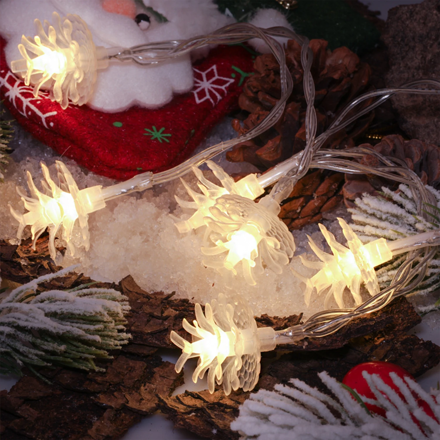 3M 20Led Pine Cone Fairy Lights Battery Powered Christmas Decoration Xmas Tree Decor Light String New Year Garland String Lights