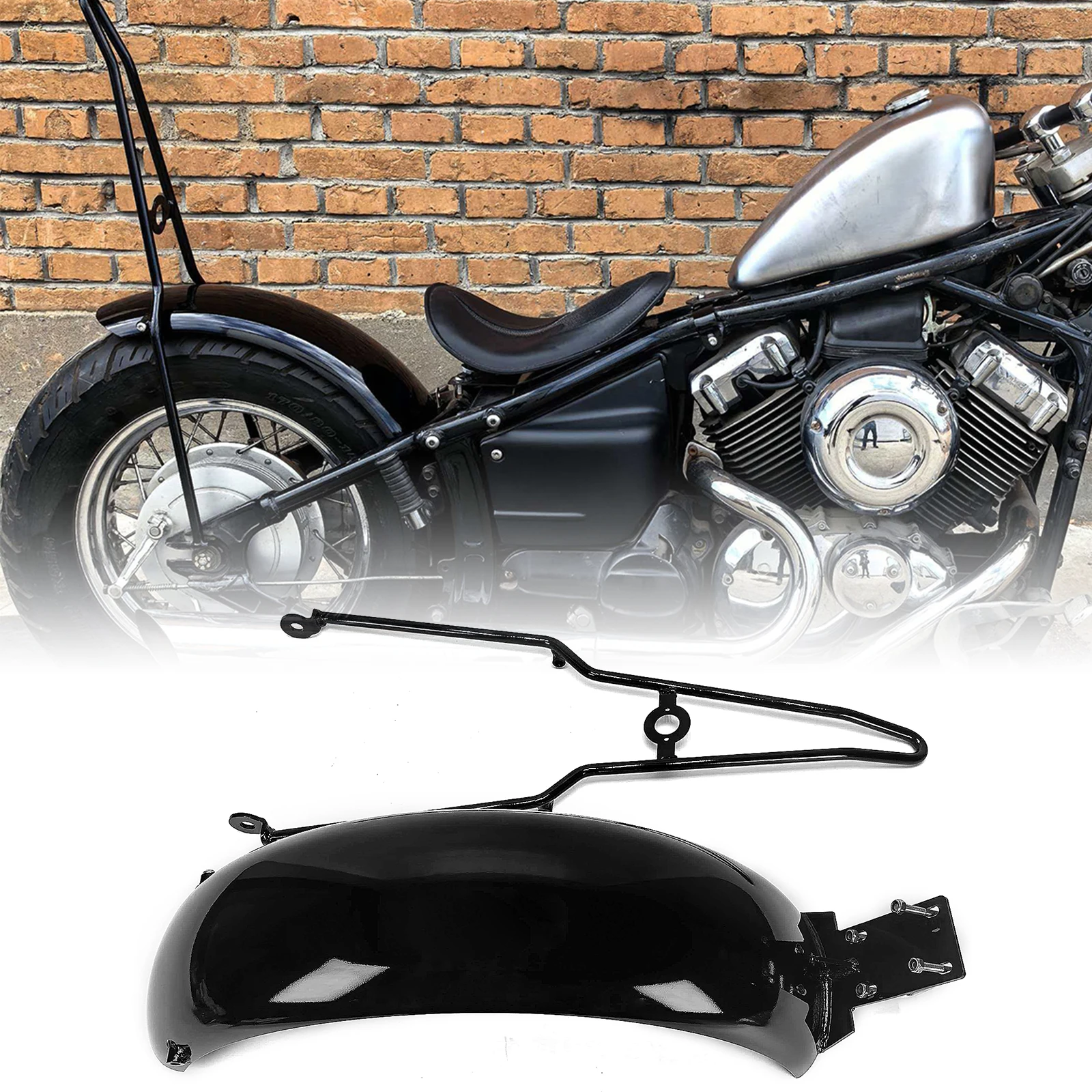 

For YAMAHA DRAGSTAR 400 650 1996-2009 Rear Fender Plate Mudguard Cover W/ Bracket Anti Splash Fairing Protector