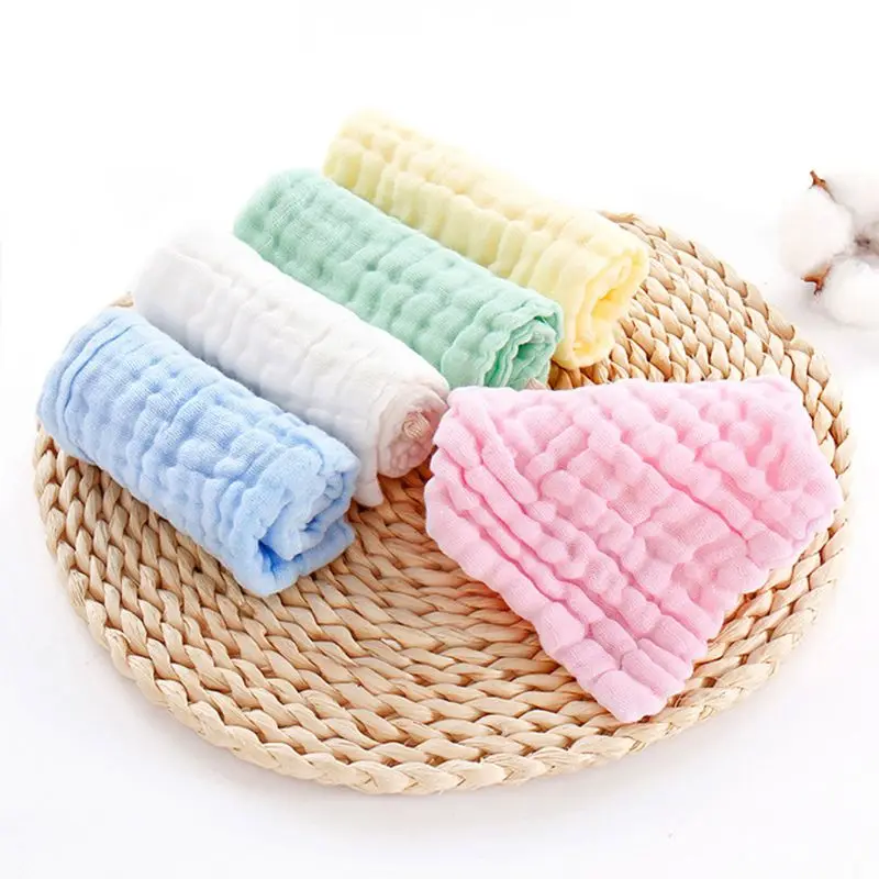 5pcs/lot Baby Handkerchief Gauze Baby Bibs Square Baby Face Towel 30x30cm Muslin Cotton Infant Face Towel Wipe Cloth