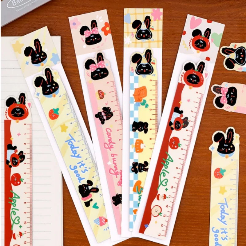40pcs/lot Cartoon Rabbit Magnetic Ruler Cute Bookmark Measuring Drawing Tool Promotional Gift School Supplies