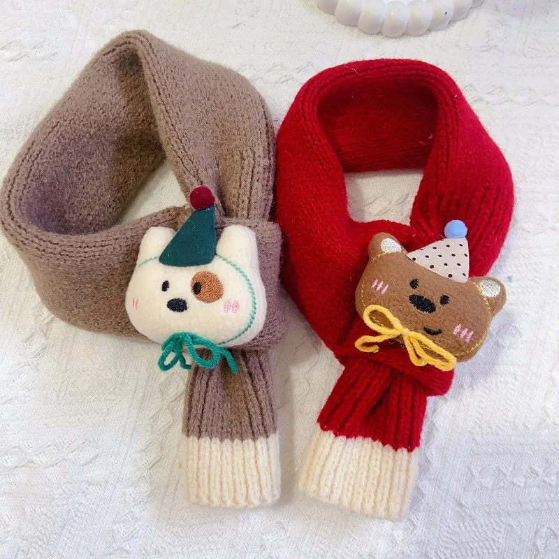 Pet Autumn/Winter New Year Christmas Warm Scarf Color Blocked Knitted Yorkshire Teddy Schnauzer Dog Cat Scarf Accessories