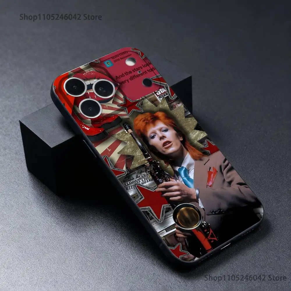حافظة هاتف D-David Cool B-bowie لهاتف iPhone 17,16,15,14,13,12,11,Pro,XS,Max,XR,Plus,E,SE4,غطاء ناعم أسود صغير مقاوم للصدمات