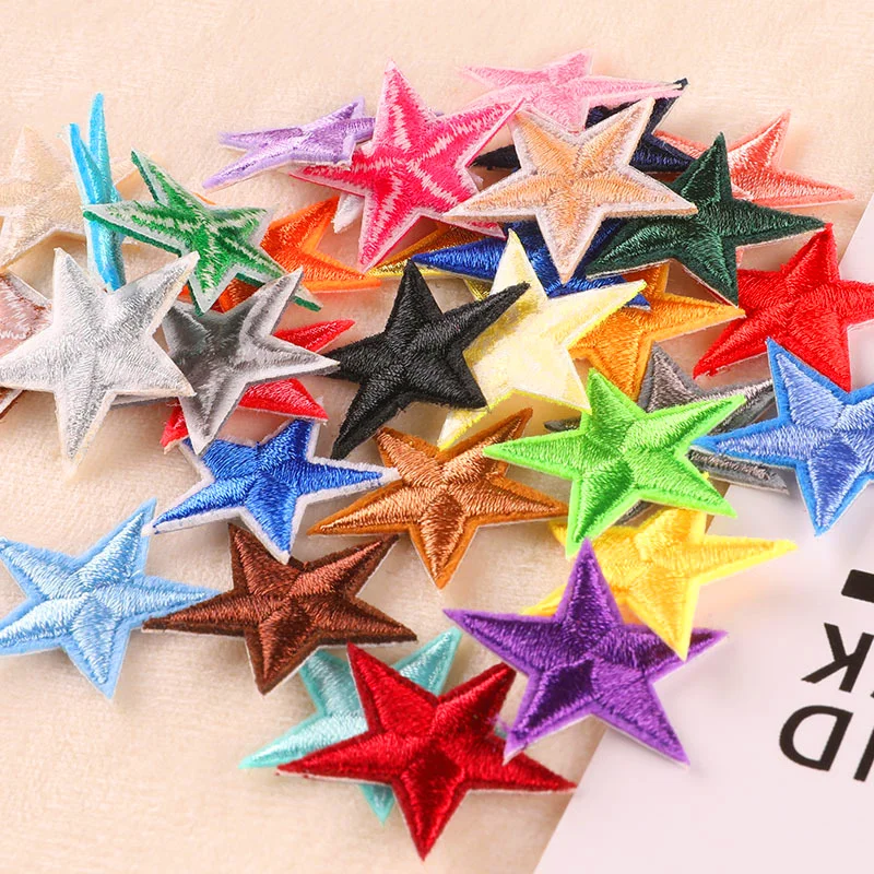 20pc Star Embroidered Patch Stick Clothes Badge Crafts Accessories Patches Costume Five-Pointed Star On Cloth Hat Shoe